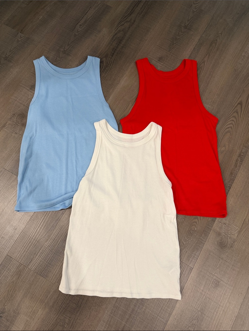A new day Tank Top Set - Red, Light Blue & White